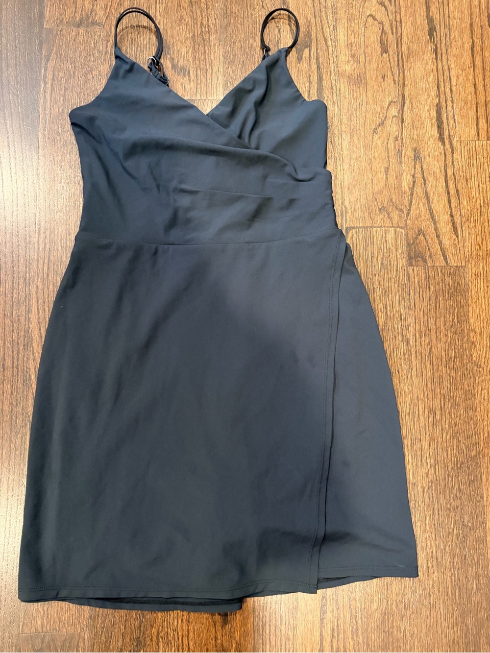 Abercrombie & Fitch Black Mini Wrap Slip Dress